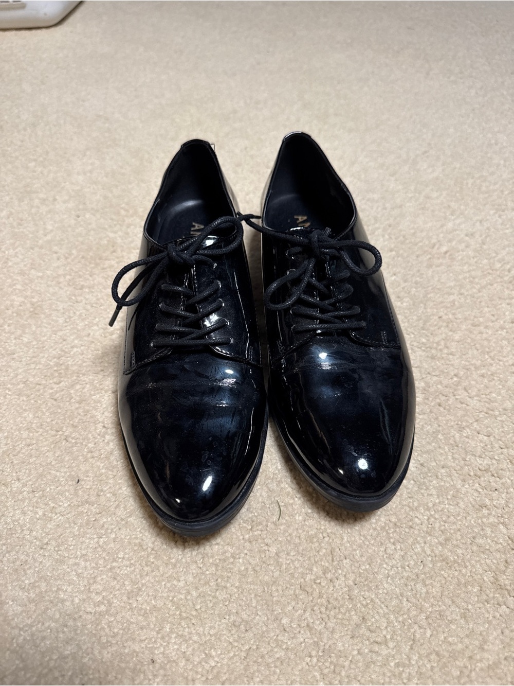 Anne Klein Black Leather Pointed Flats